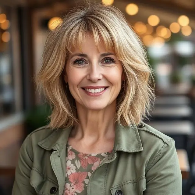 #17 Curtain Bangs With Soft Chin Length Shag