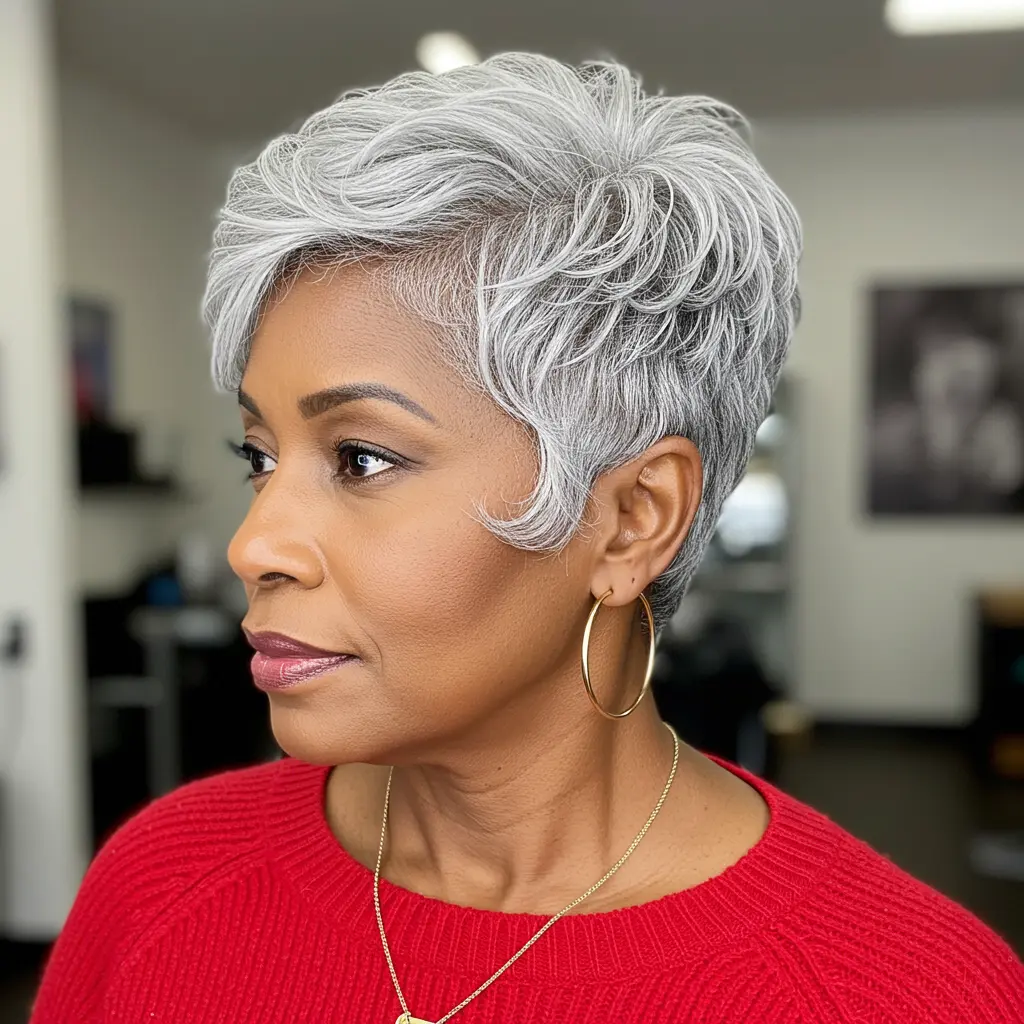 Soft Finger Waves on Silver Pixie