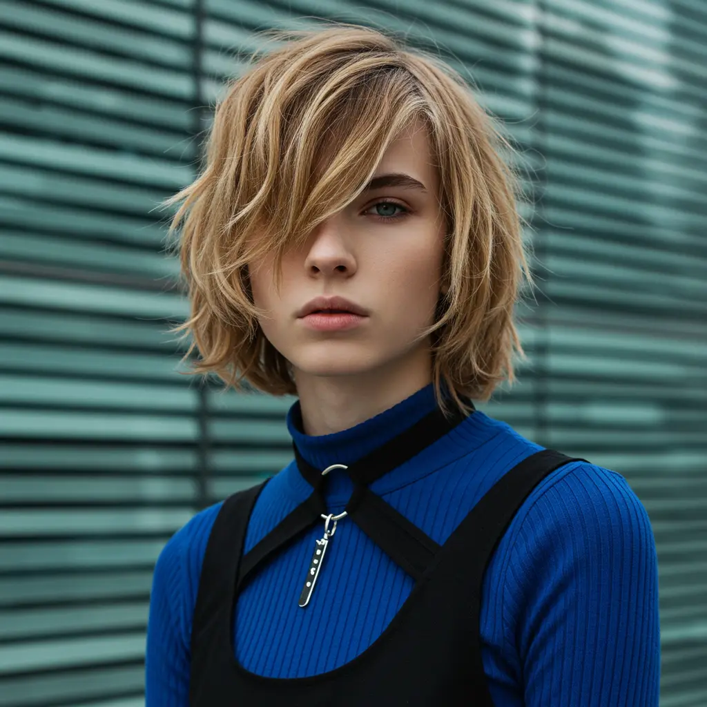 #18 Layered Bangs on Short-Bobbed Hair