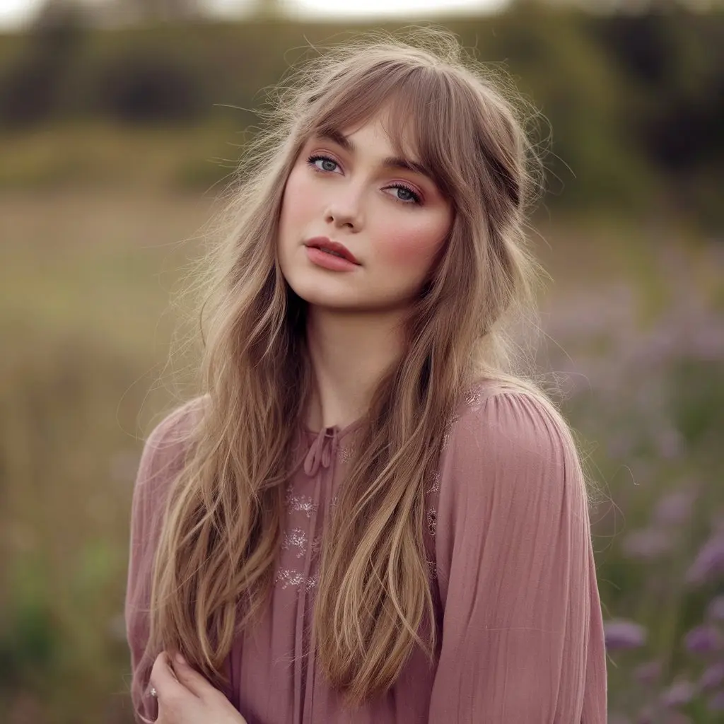 #18 Full Curtain Bangs With Layered Flow