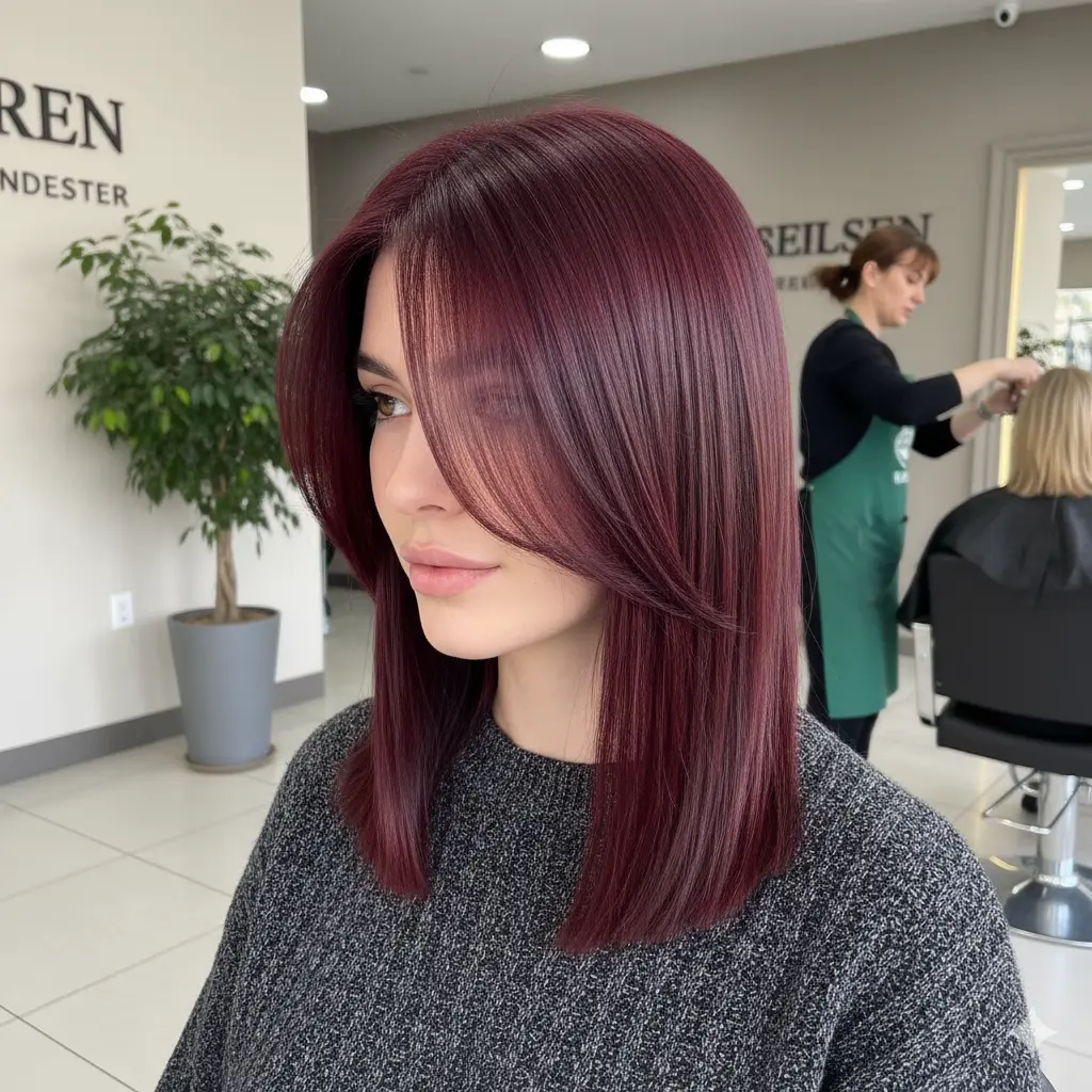 #19 Sleek Shoulder-Length Cut with a Long Fringe