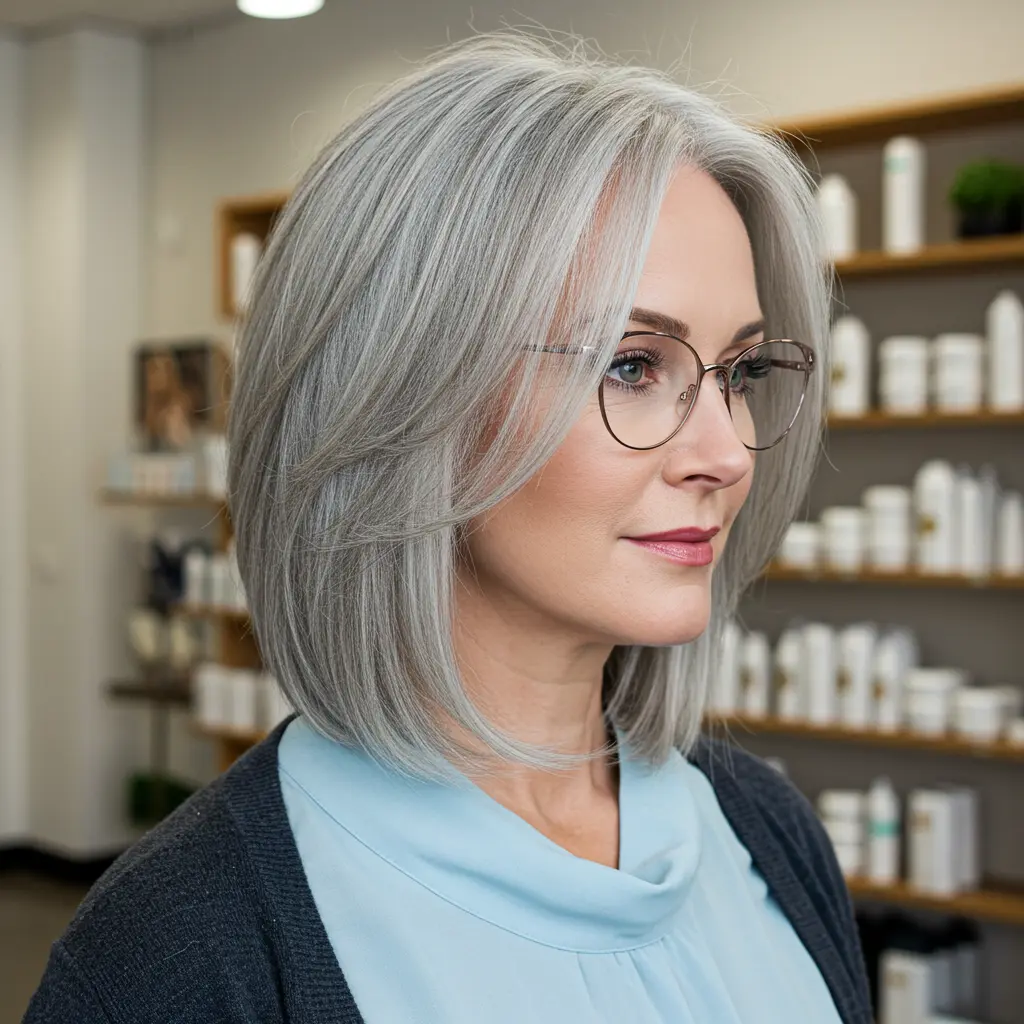 #19 Feathered Long Bob With Center Part