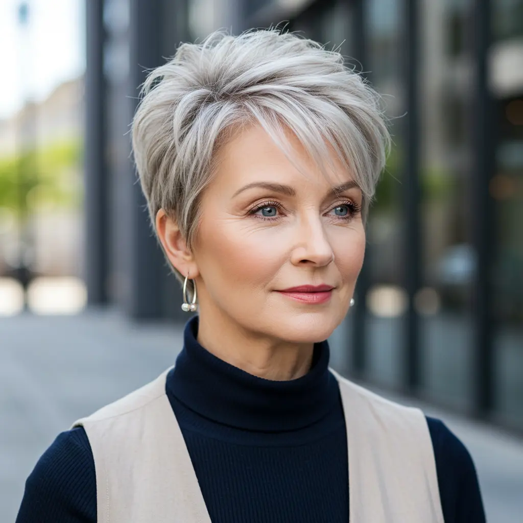 #2 Short Pixie Cut With Icy Blonde Highlights