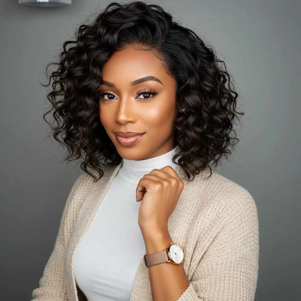 Voluminous Wrap Curls on Chin-Length Cut