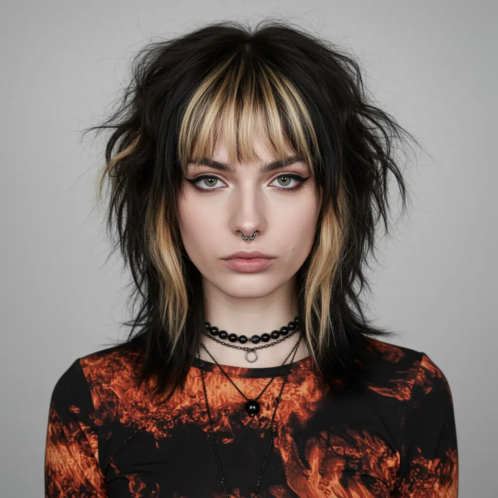 #3 Edgy Wolf Cut with Y2K Highlights