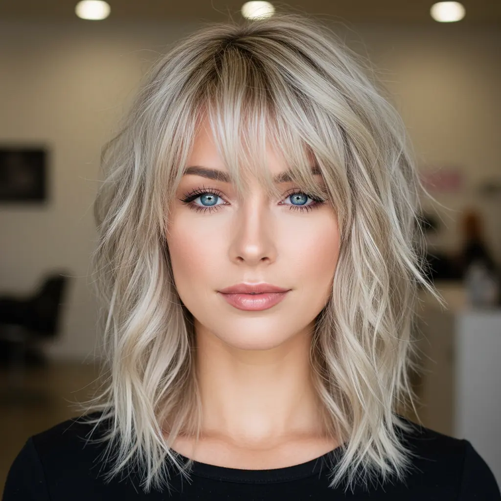 #3 Layered Shoulder-Length Shag with Bangs