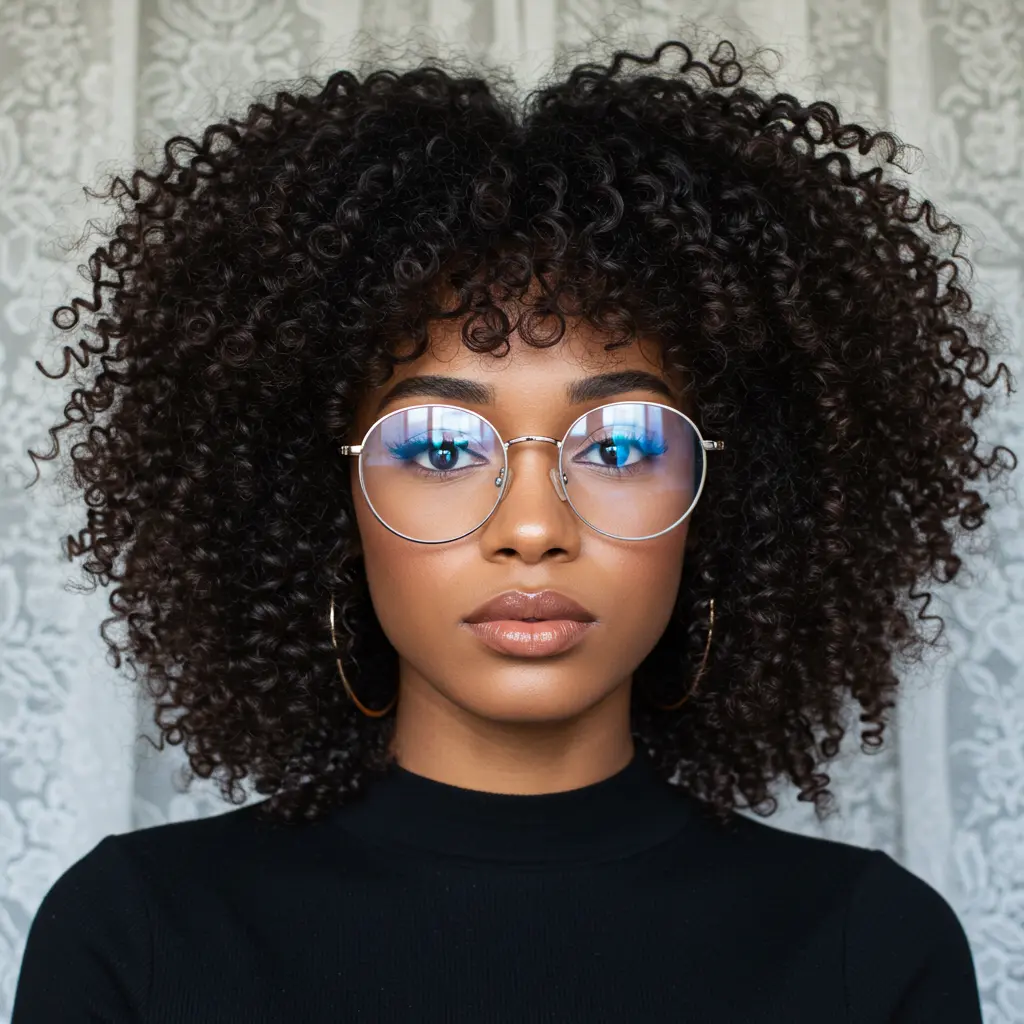 #3 Fringe Bangs for Black Women with Glasses