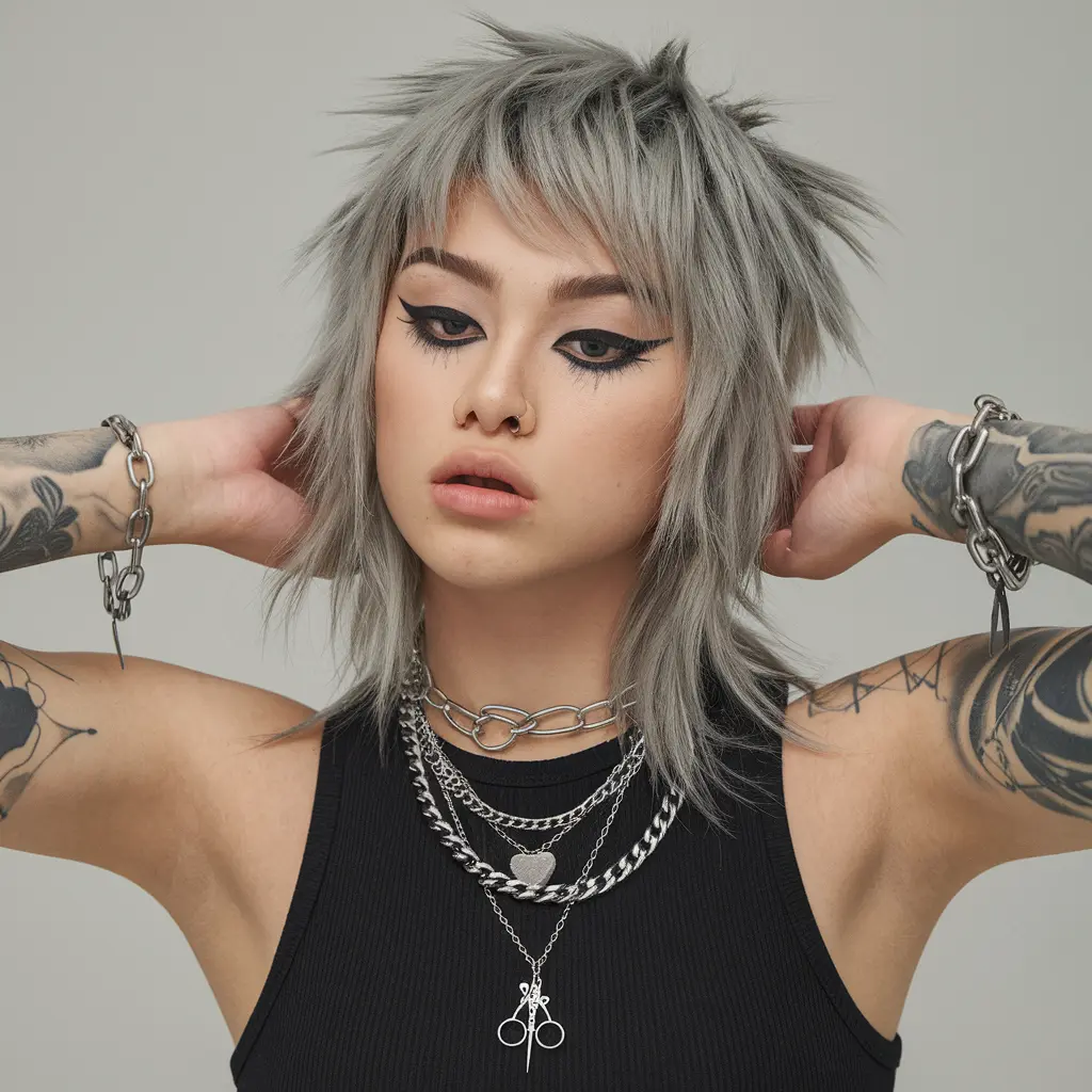 #4 Silver Shaggy Wolf Cut with Fringe