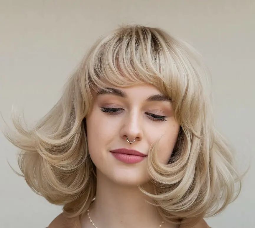 #5 Wolf Feathered Hair with Curtain Bangs