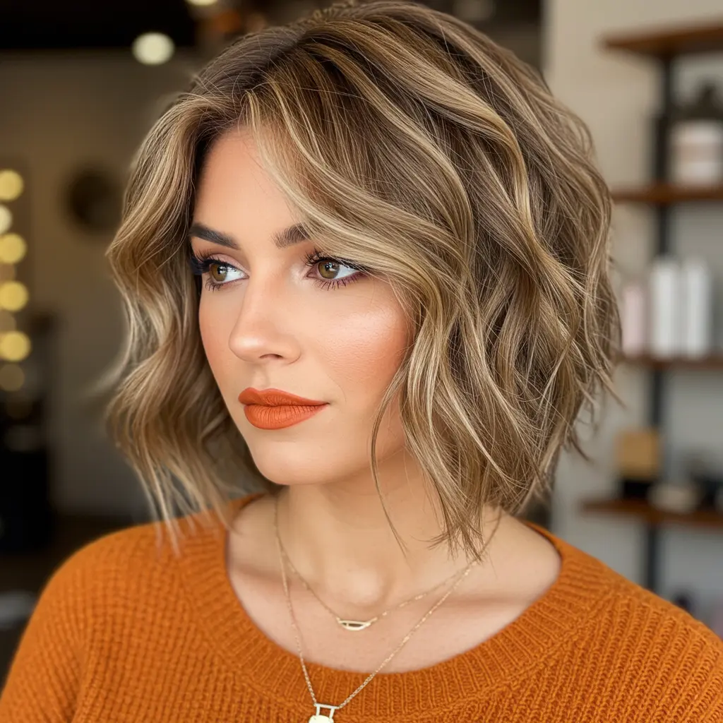 #5 Choppy Shoulder-Length Layers with Side Bangs