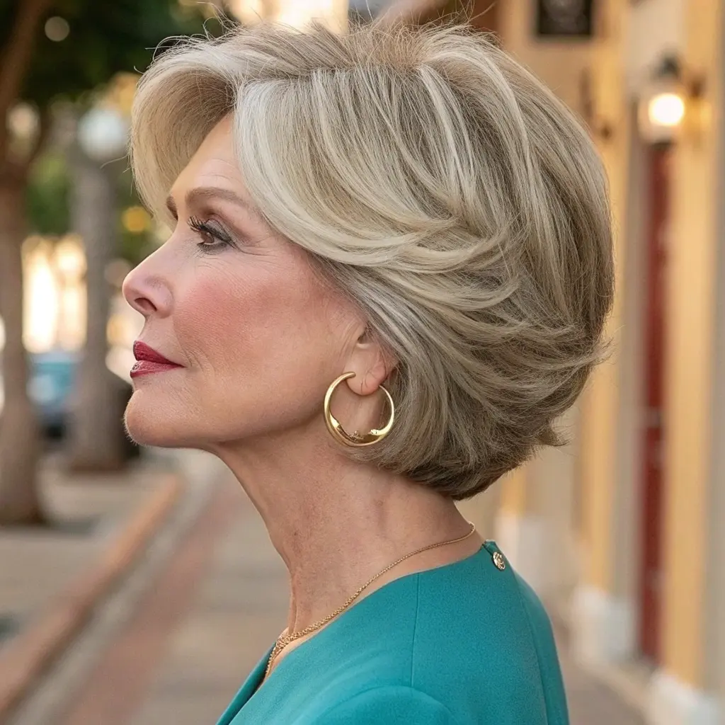 #5 Side Swept Layered Bob With Neutral Blonde