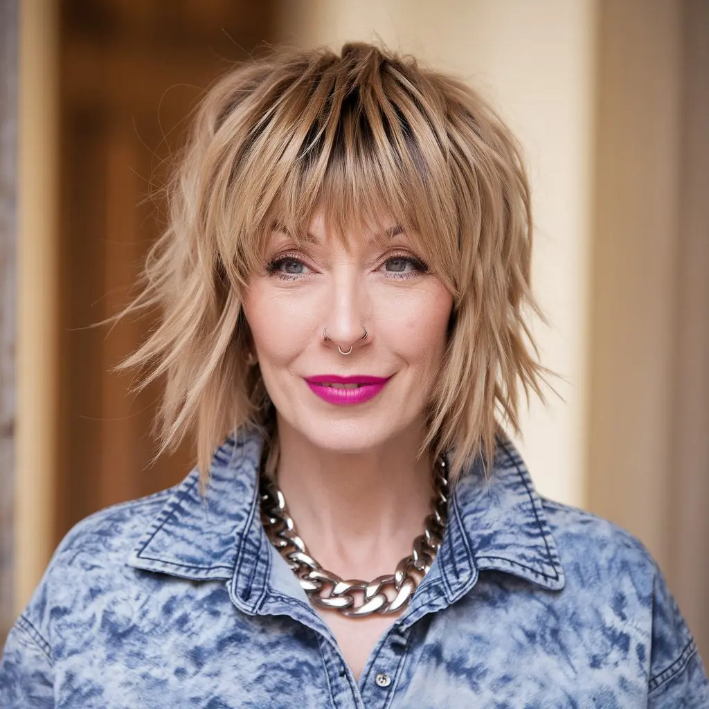 #6 Shoulder-Length Cut with Bottleneck Fringe