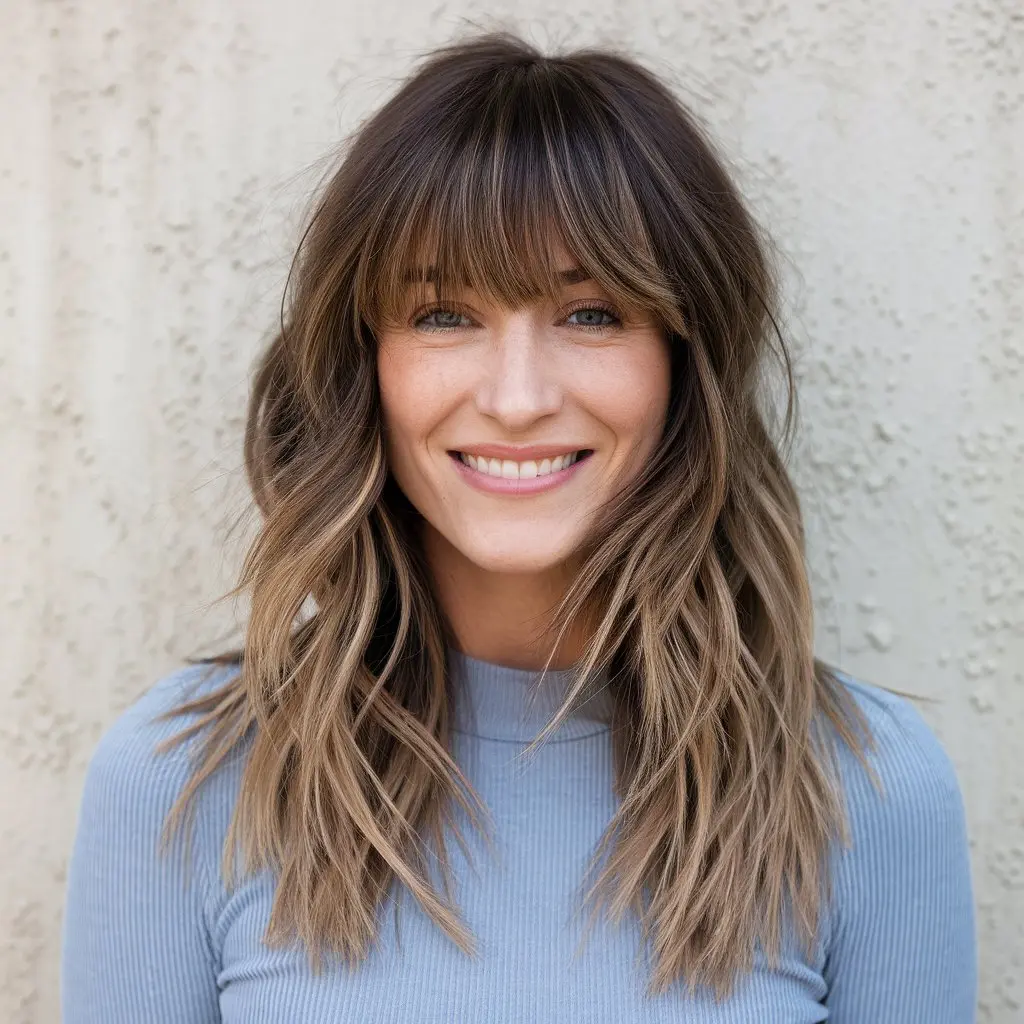 Face-Framing Long Shag with Crown Layers