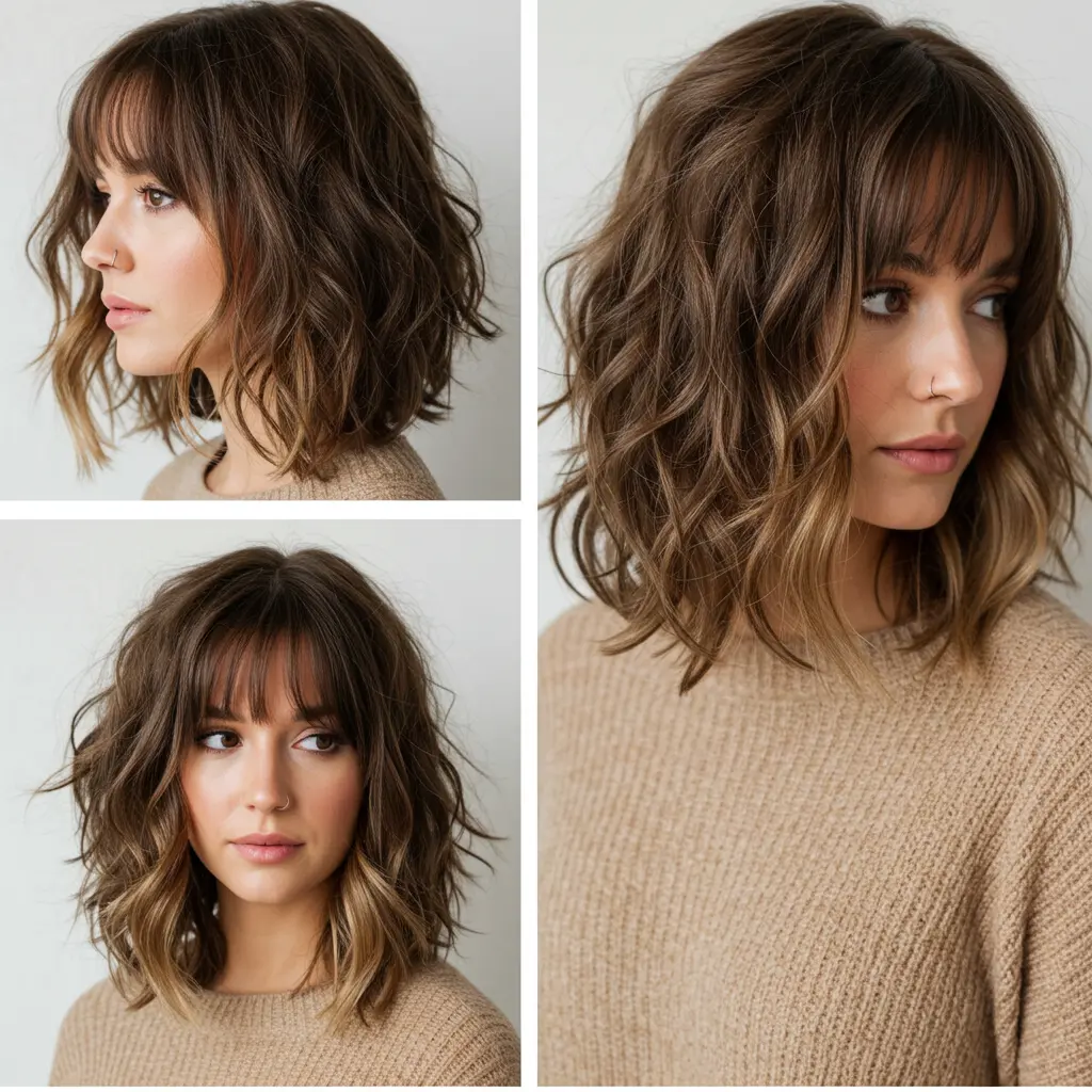 #7 Shoulder-Length Shag with See-Through Bangs