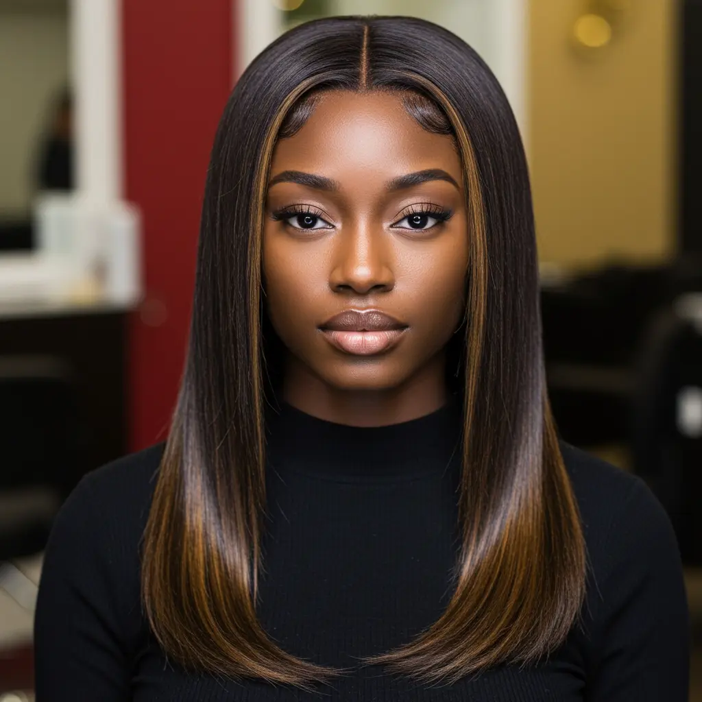 #7 Straight Layered Weave with Subtle Streaks