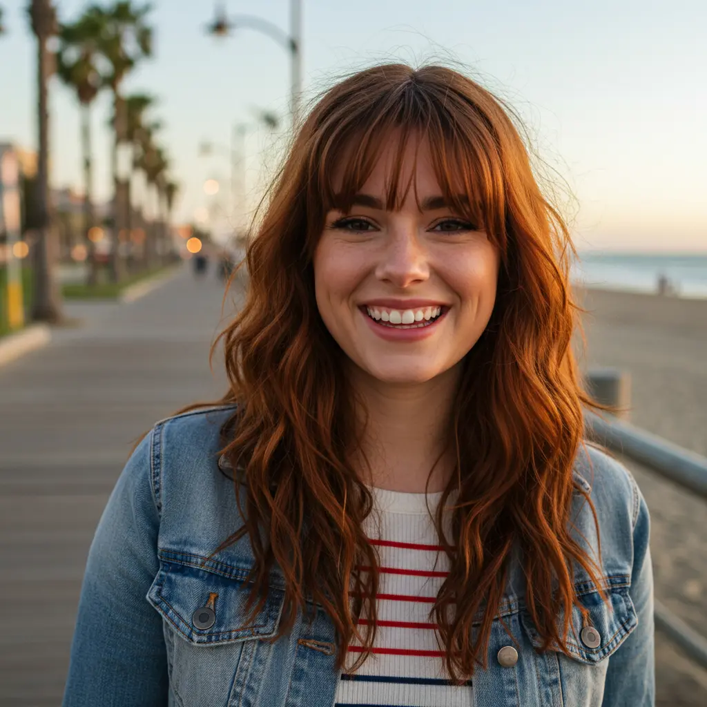 #8 Long Layered Cut With Thick Bangs