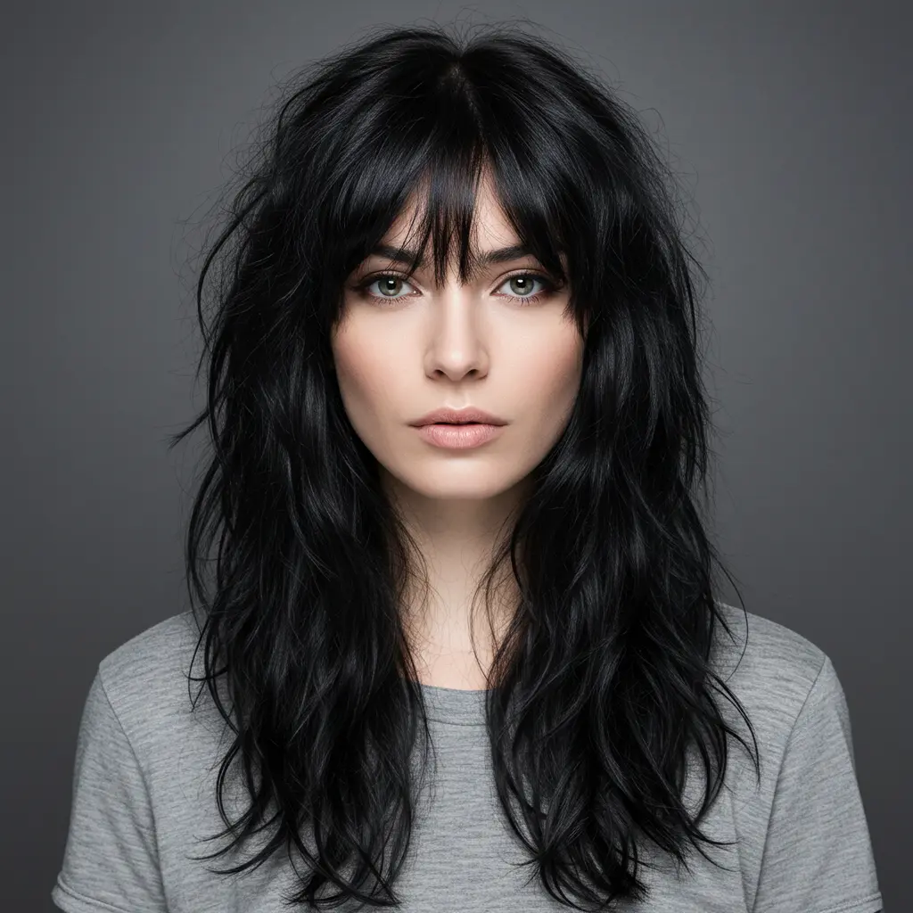 #9 Natural Textured Wolf Cut with Bangs
