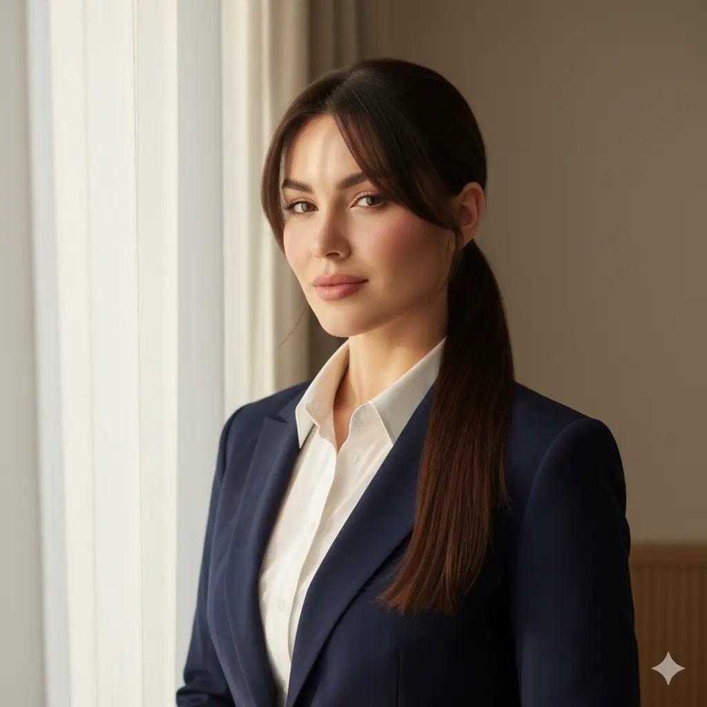 #10 Long Curtain Bangs With A Low Ponytail