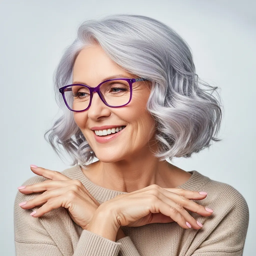#12 Wavy with Bangs for Women Over 70 with Glasses