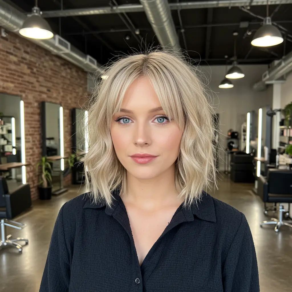 #12 Shoulder Length Waves With Curtain Fringe
