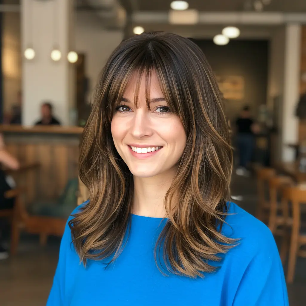 #13 Layered Haircut With Curtain Fringe