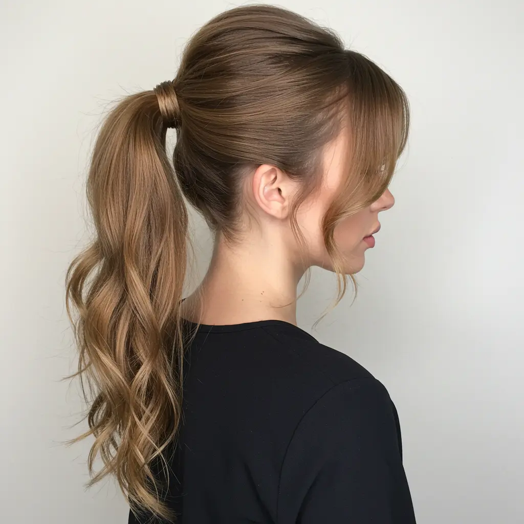 #13 Pony with Side Swept Bangs