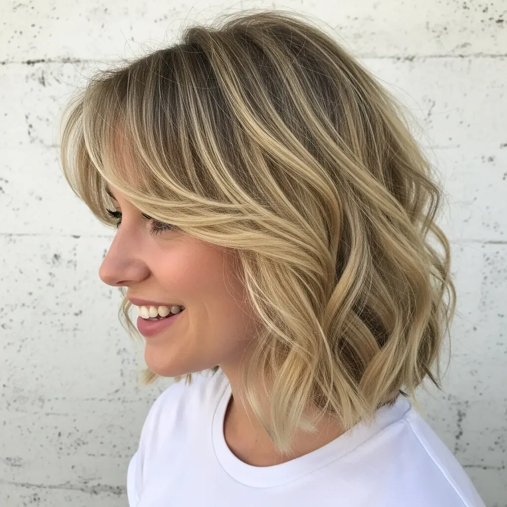 #13 Wavy Short Hair with Fringe for Older Women