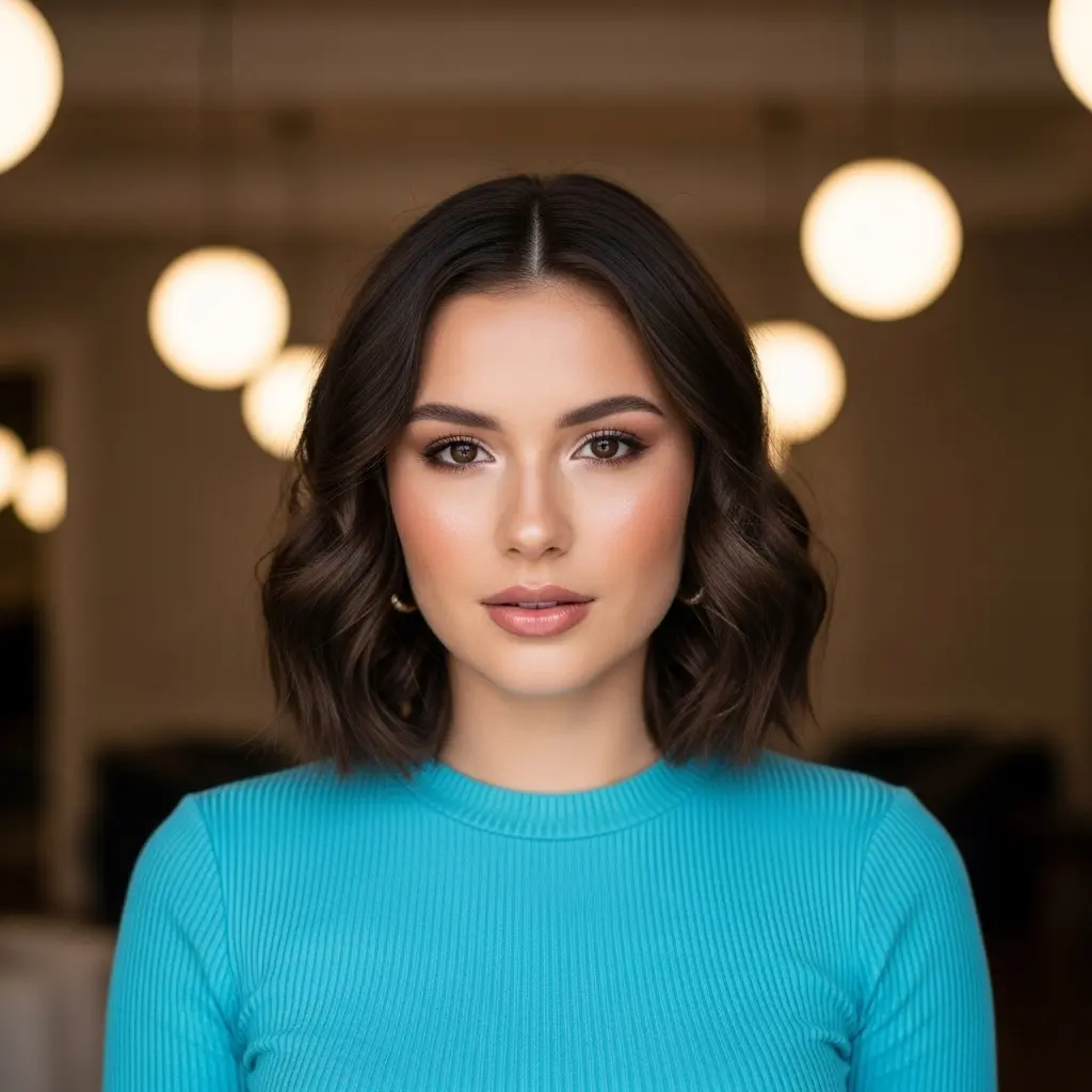 #14 Straight Shoulder-Length Hair with Side Part