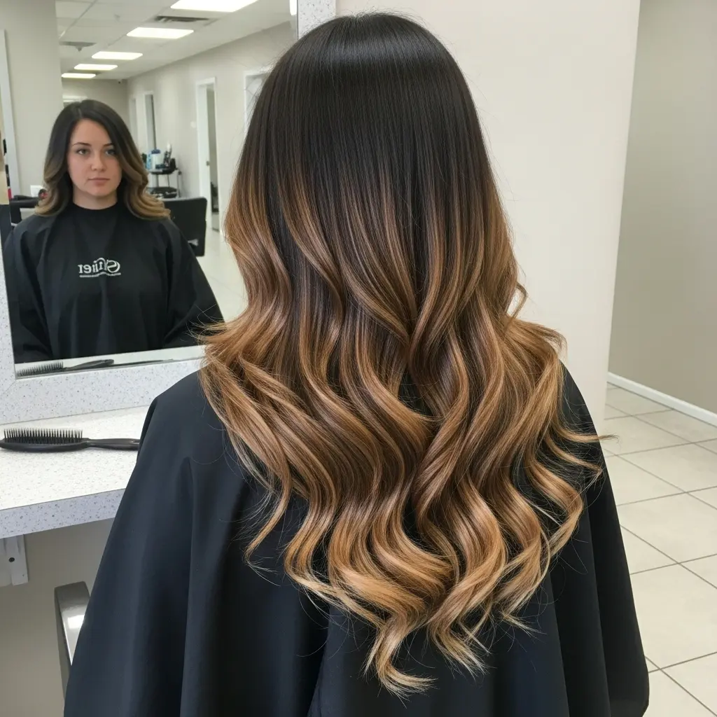 #15 Long Black to Bronde Ombre Hair