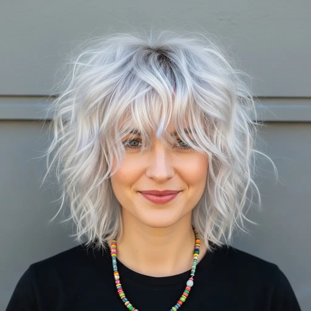 #15 Shaggy Cut with Wavy Fringe for Women Over 50