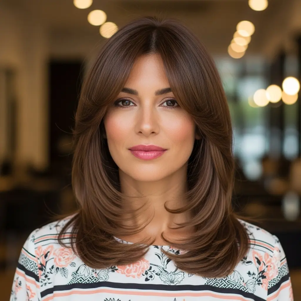 #16 Medium-to-Long Straight Hair with a Deep Side Part