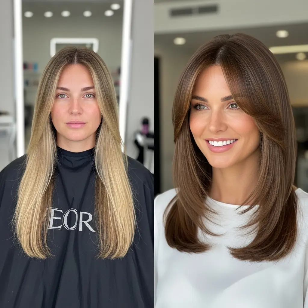 #18 Subtle Curtain Fringe on Brown Hair