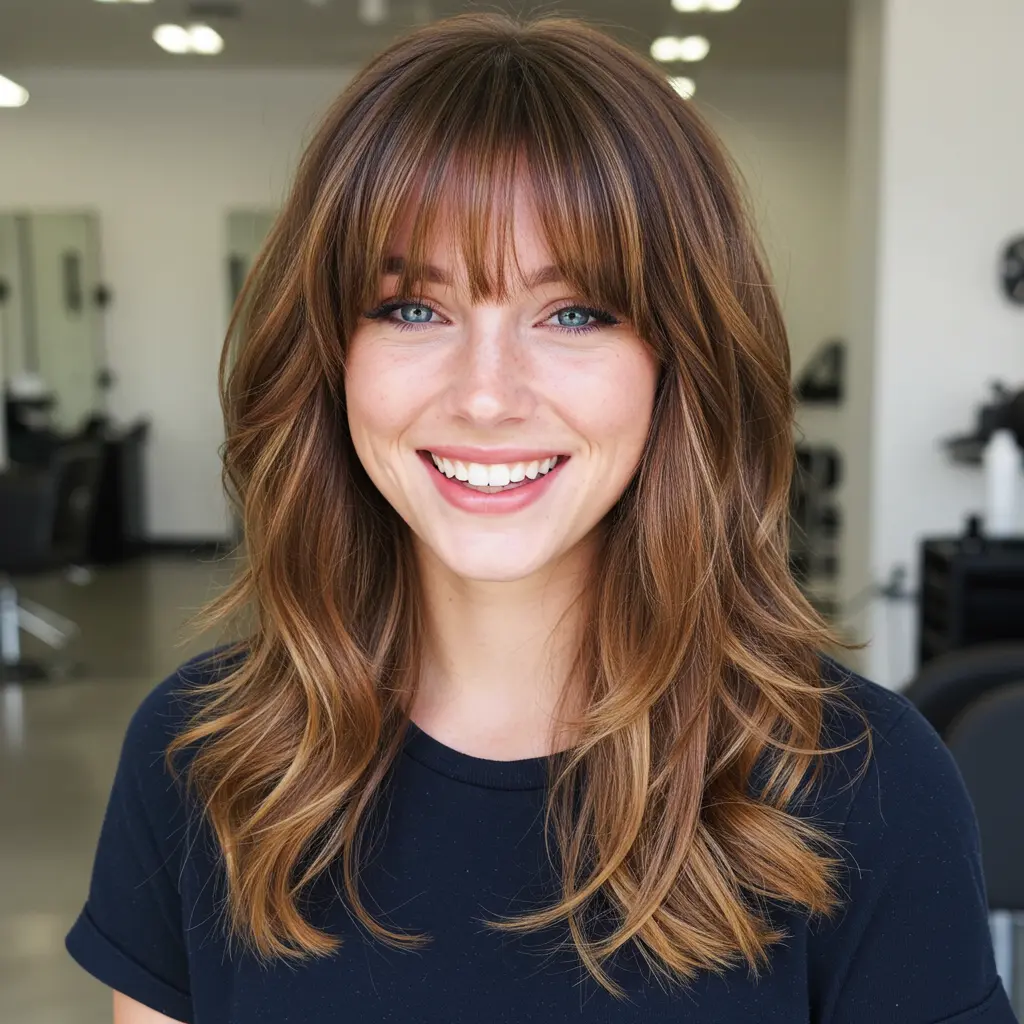 #19 Long Layers With Side Swept Bangs