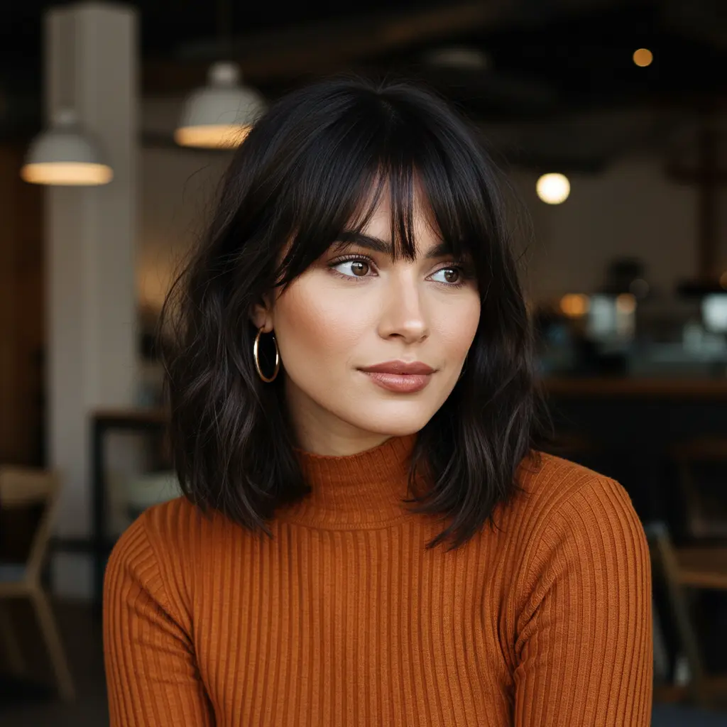 #19 Mid Length Cut With Curtain Bangs