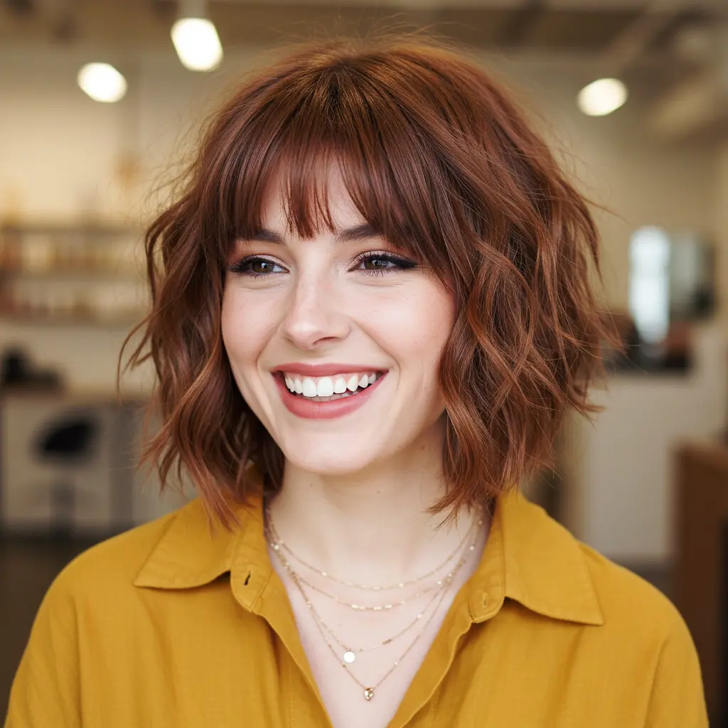 #20 Short Layered Bob With Wispy Ends