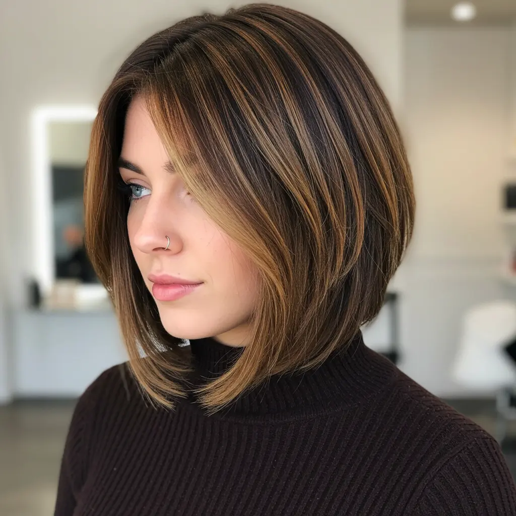 #3 Sweet Medium-Length Angled Bob Cut