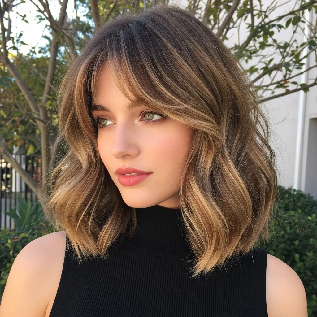 #3 Light Brown Undone Waves with Thin Bangs