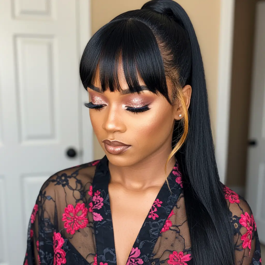 #5 Ponytail with Blunt Bangs