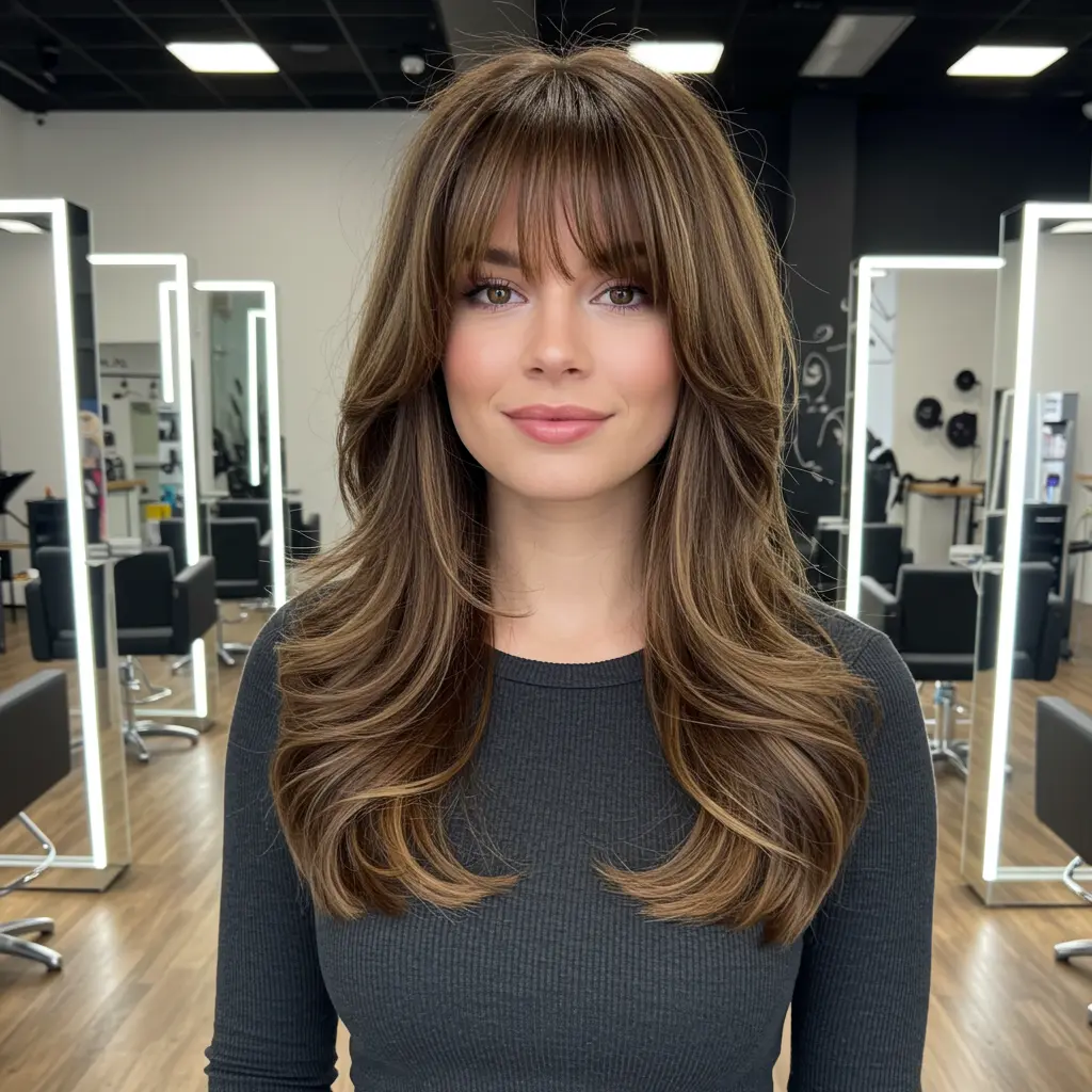 #5 Feathered Curtain Bangs With Long Hair