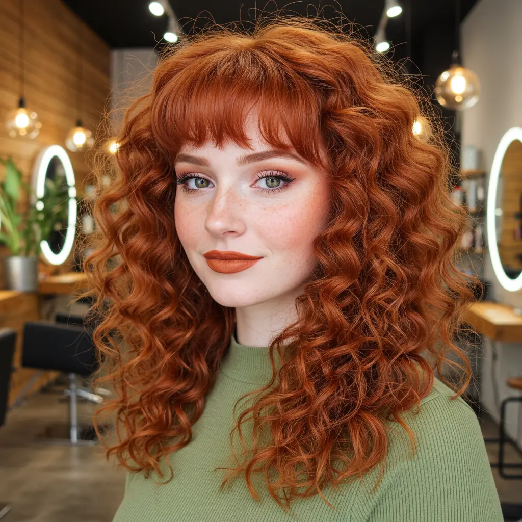 #6 Face Framing Curtain Bangs For Curly Hair