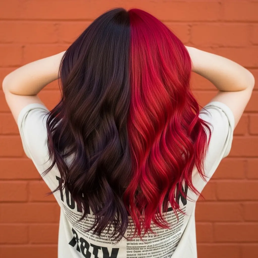 #9 Bright Red and Dark Burgundy Hair