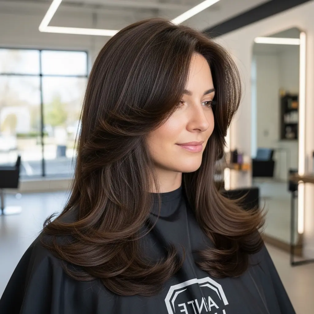 #1 Sleek Feathered Long Hair with Subtle Layers