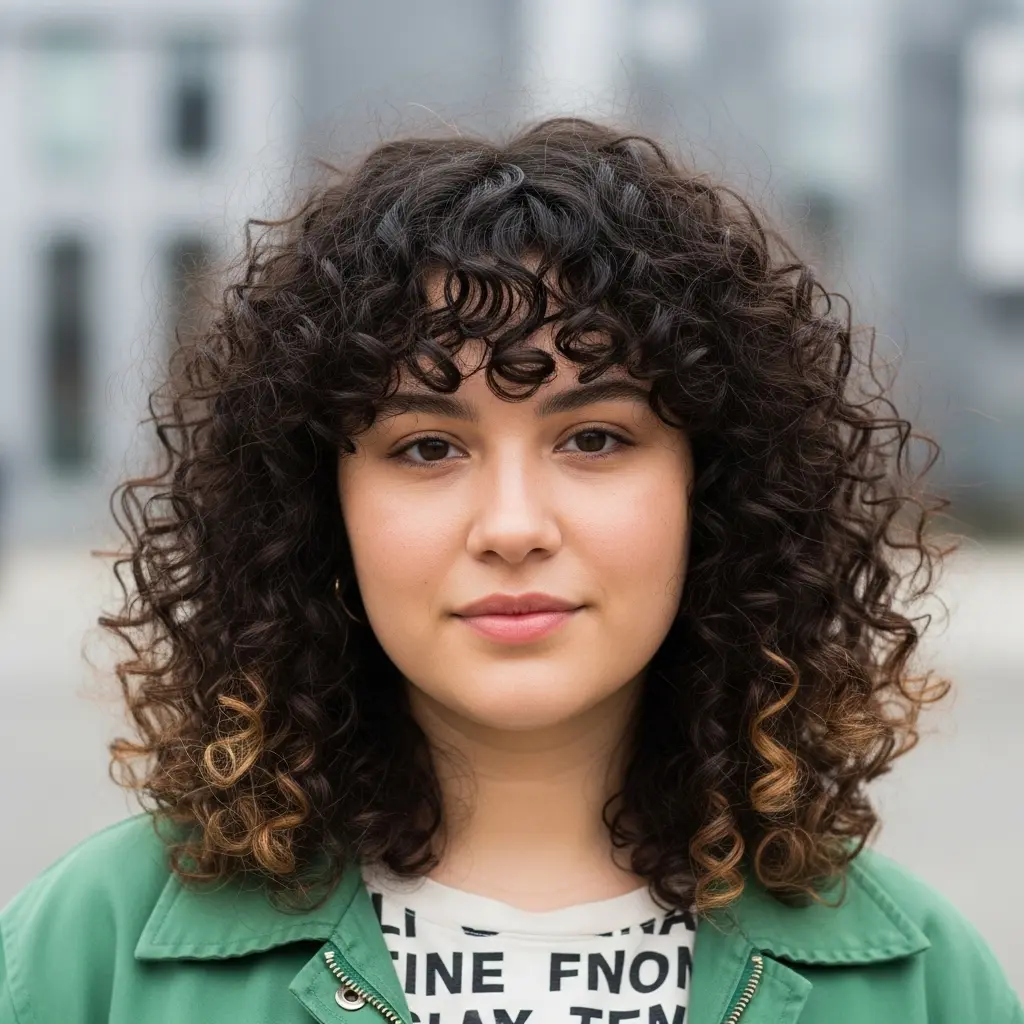 #11 Fluffy Curls and Bangs for Collarbone-Length Hair