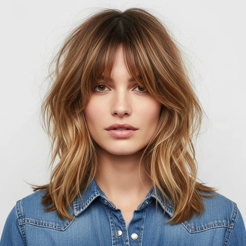 #14 Middle-Parted Soft Shag with Long Bangs