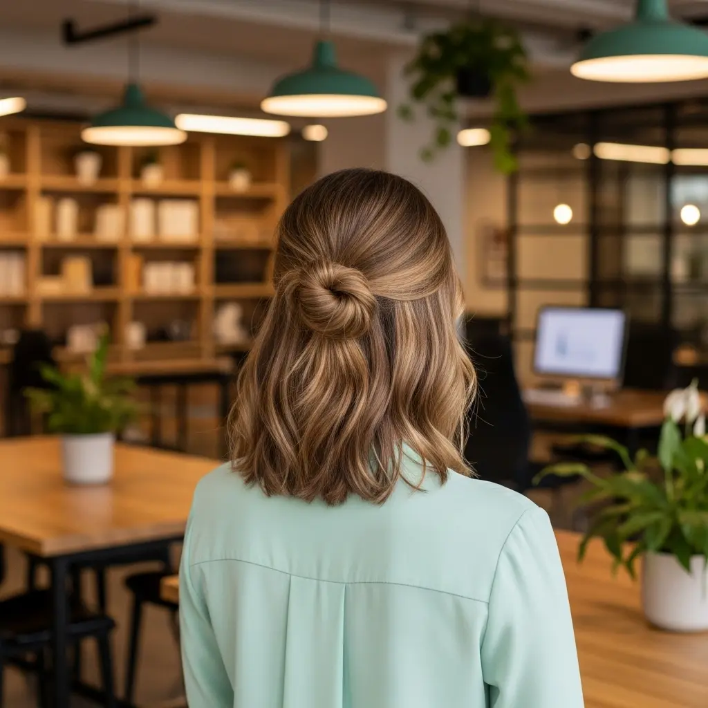 #14 Half Up Mini Bun for Casual Office Days