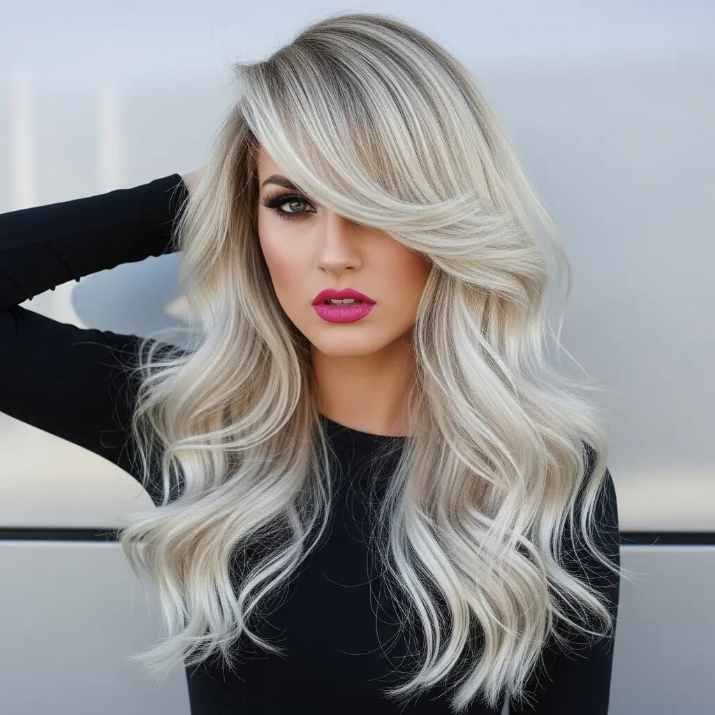 #17 Long Waves with a Side Part and Sweeping Bangs