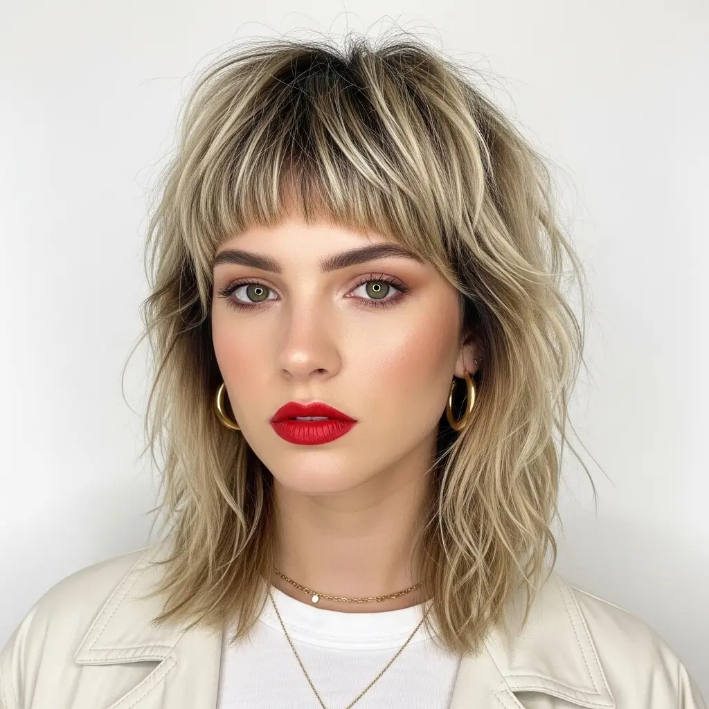 #17 Medium Shaggy Mullet with Shorter Layers