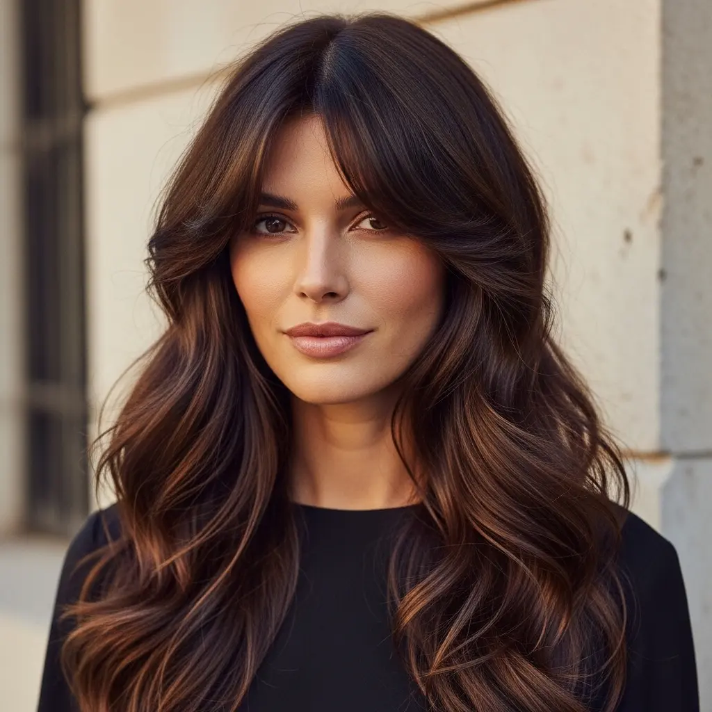 #18 Center Part Bangs and Long Tousled Waves
