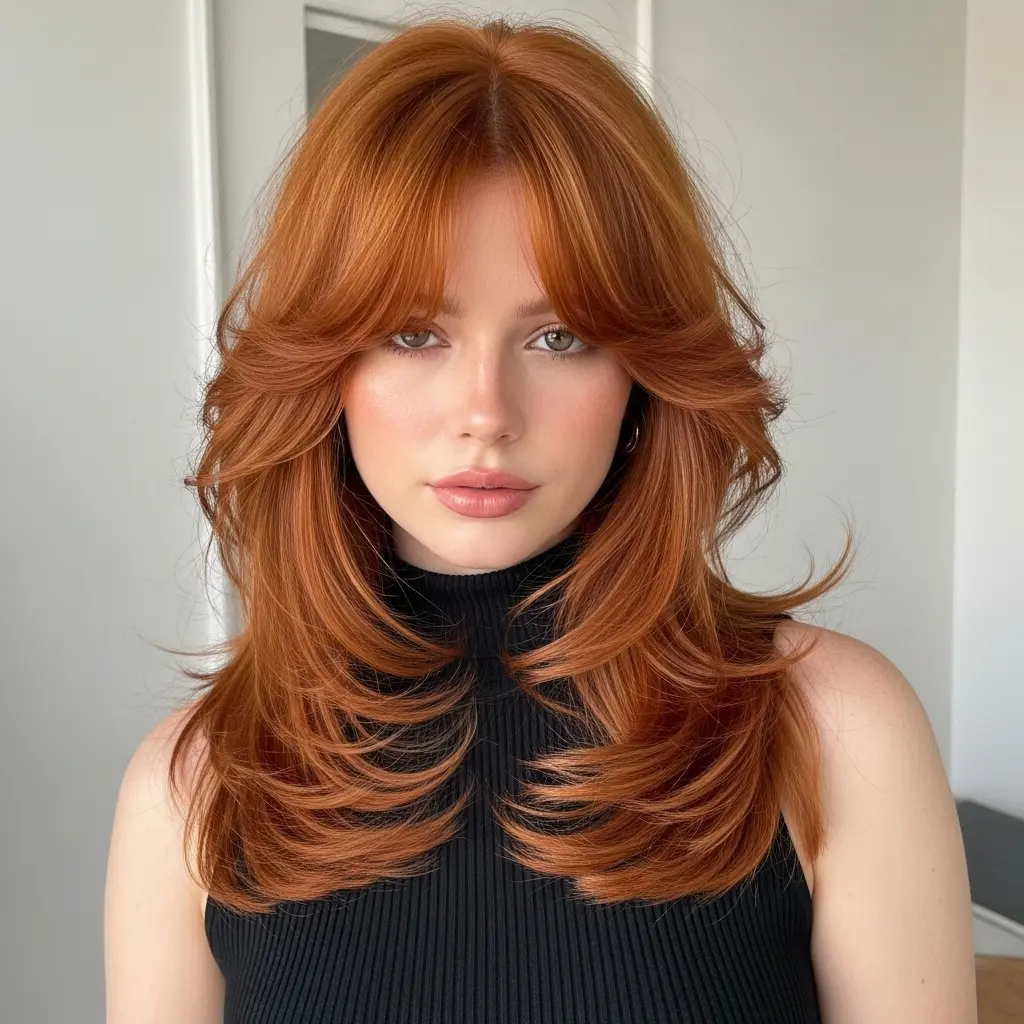 #2 Long Layers with Curtain Bangs and Face Framing