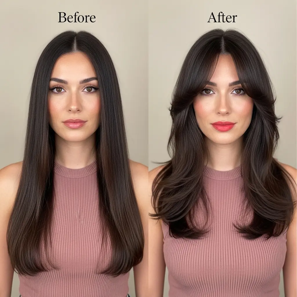 #20 Classic Curtain Bangs for Long Straight Hair